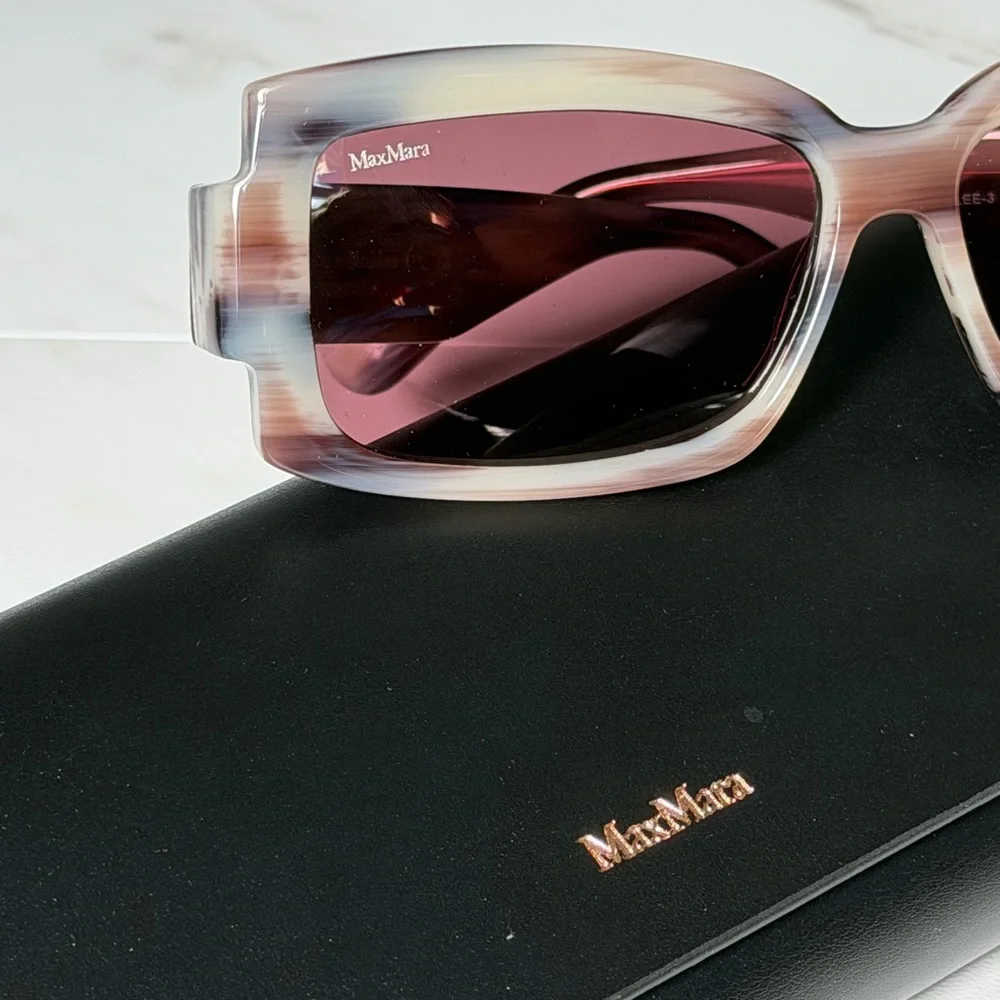 Max Mara Marbled Sunglasses Quiet Luxury Designer Eyewear Pink Gray